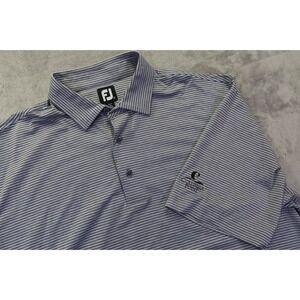 FJ FootJoy Columbia Point Golf Club Gray Striped Golf Polo Shirt XXL Richland WA